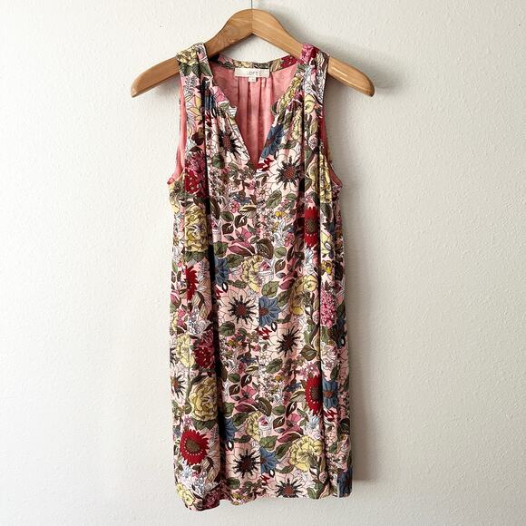 Loft Pink Garden Floral Print Sleeveless Shift Dress women's size large - Picture 4 of 11